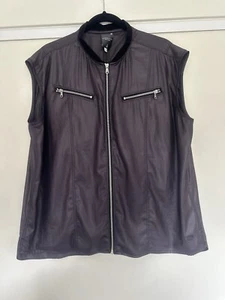 G-Star Raw Cade BF Shirt Sleeveless Women L Dark Purple Wet Wax Look Biker Vest - Picture 1 of 5