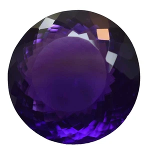 AAA+ 77.55 Ct. Large Violet Amethyst Round Cut Loose Gemstone for Ring & Pendant - Picture 1 of 7