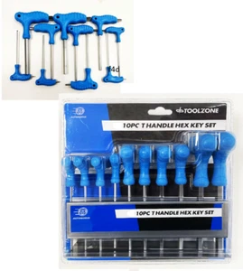 10PC HEX KEY METRIC 2-10MM T HANDLE ALLEN KEY  WRENCH T BAR SET HEAVY DUTY HX027 - Picture 1 of 5