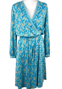 Ms. Sugar Vintage Kleid Langarm Größe Small Medium Gürtel Faux Wickel Paisley - Bild 1 von 12