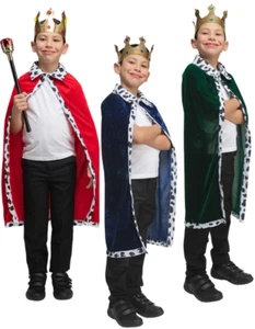 Kings Regale Vestaglia Re Regina Costume Medievale & Corona Ragazzi - Foto 1 di 4