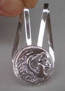 Silver Money Clip Alexander The Great Hercules - Macedonia King - Picture 1 of 3