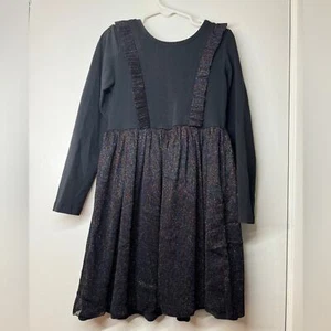 Hanna Andersson Black Multicolor Shimmer Iridescent Long Sleeve Dress Size US 5 - Picture 1 of 13