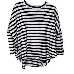 Biesen Pomander Place Top S/M schwarz weiß gestreift Drop Shoulder kastig - Bild 1 von 5