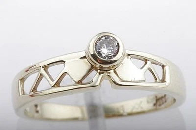 Kristall Ring Solitär 333 er 8kt Gelb Gold Gr 55 Top! - - Bild 1 von 4