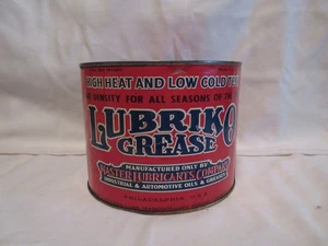 Very Nice NOS Lubriko Grease 5" FULL Can Master Lubricants Ball & Roller Bearing - Picture 1 of 6