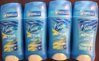 Mixed Lot Of 4 Secret Active Invisible Solid Deodorant 2.6 oz READ DESCRIPTION! - Image 1 of 2