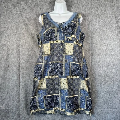 Vestido Babydoll Gloria Desteñido Años 90 Y2K De Colección Talla 14 Floral Crochet Patchwork Casa de Campo Foto 1 de 4