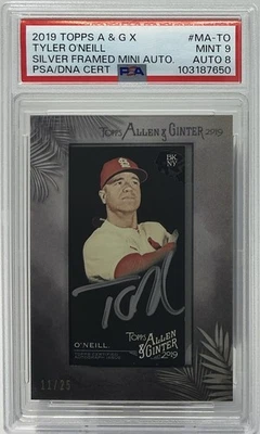 Tyler O’Neill Auto PSA 9/8- 2019 Topps Allen & Ginter X Mini Portrait Silver /25 - Image 1 of 4