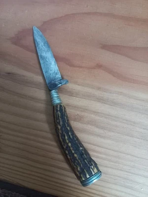 Altes Jagdmesser Hirschhorn Solingen Anton Winger A.W. Jr. Klinge ca. 10cm - Bild 1 von 4