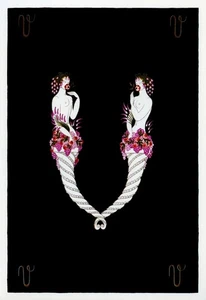 Erte Alphabet Print "V" grapes, Art Deco fashion design art, 1978 Dover Pub NY - Picture 1 of 3