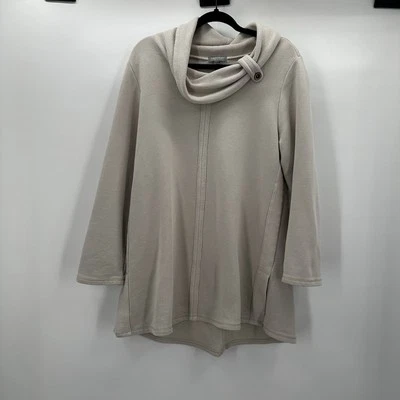 Habitat Sweater Womens Beige Cowl Boxy Pull Over Minimalist Neutral Sweatshirt - Image 1 of 4