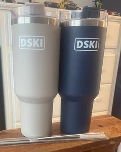 2 pcs 40-Oz. Insulated Stainless Steel Tumbler Cup with Handle, Lid, and Straw… - Picture 1 of 1