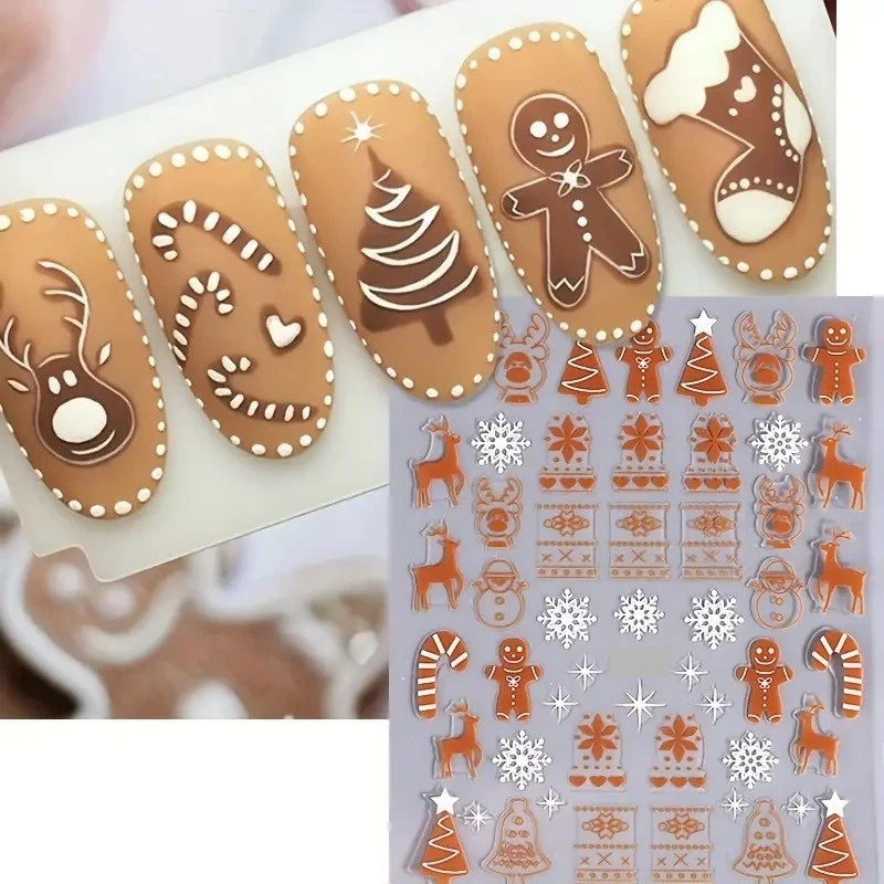 NAIL STICKERS FLOWERS TULIPS Nail Art Stickers Christmas Tree Cookies Gingerbread Men Candy Cane Rudolf SWA53