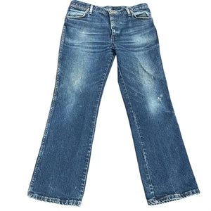 Pantalones de mezclilla azules Wrangler de colección para hombre EE. UU. ajuste regular desgastados 947STR, talla 36 x30 - Imagen 1 de 8