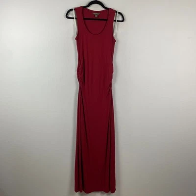 Maxi Vestido Tommy Bahama Pandereta Sin Mangas Acanalado Talla XS Rojo Elástico Foto 1 de 4