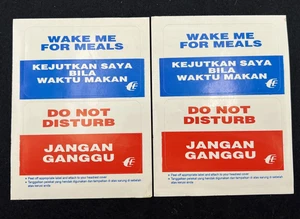 Vintage Malaysia Airlines DO NOT DISTURB WAKE ME FOR MEALS PROMO STICKER Lot 2 - Picture 1 of 4