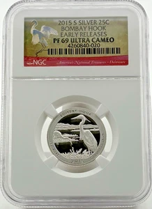 2015-S Silver Quarter Bombay Hook Early Release PF69 Ultra Cameo NGC - Picture 1 of 2