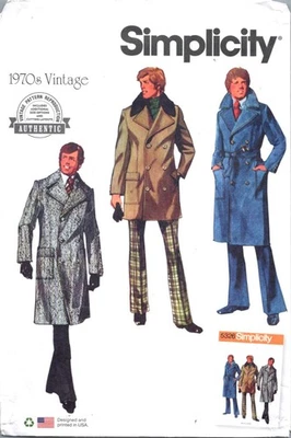 Simplicity Vintage Retro 70s Mens Trench Coat Overcoat Pattern Remake of 5326 - Image 1 of 2