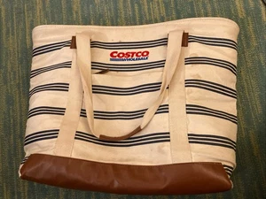 Costco XL Insulated Canvas Bag Stripes * Kirkland Coastal Look * 16x23” - Picture 1 of 11