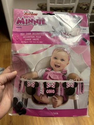 Disney Junior Minnie Silla Alta Decoración 1er Cumpleaños Nuevo en Paquete Foto 1 de 2