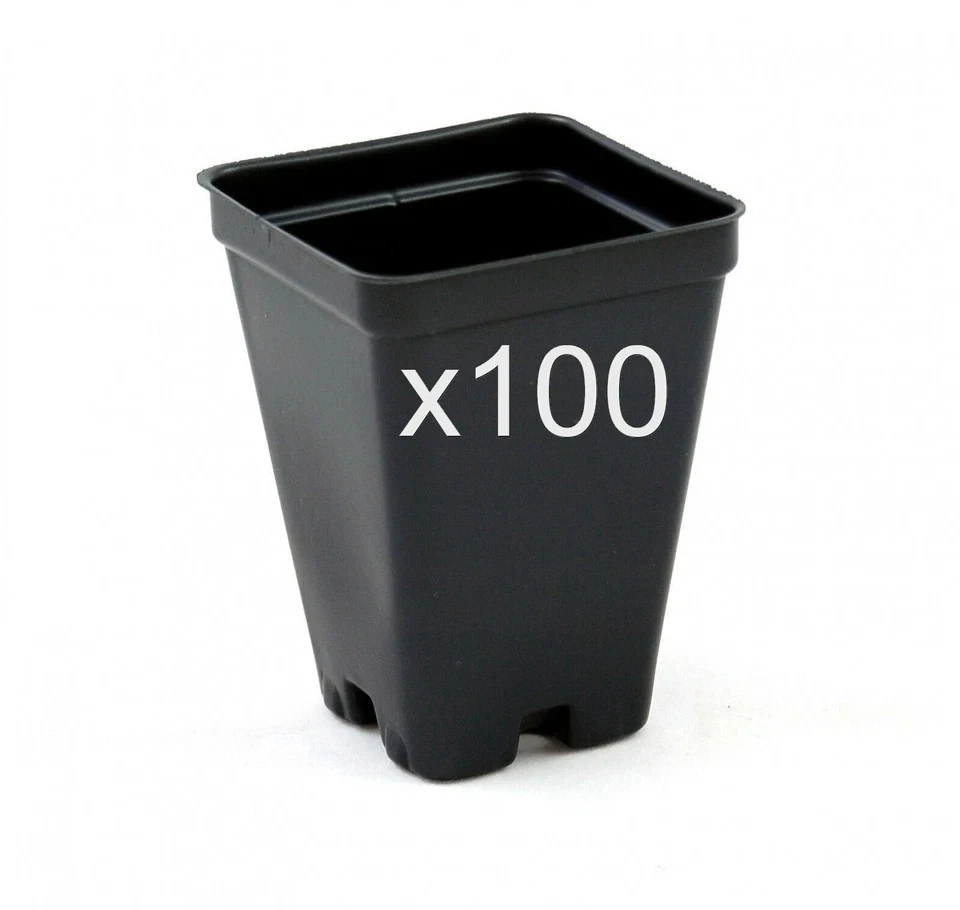 100 Black Form Plastic Vegetable Seed / Plant Pots - 2.5" Square For 1020 Trays - Image 1 of 1