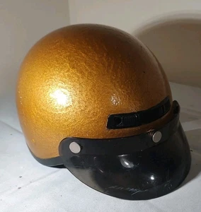 Vintage Motorcycle Helmet 3/4 Open Face Helmet Gold Metal Flake Mercury Size XL - Picture 1 of 10