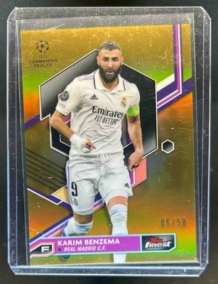 2022 Finest UEFA Karim Benzema Gold Refractor #6/50 Real Madrid - Image 1 of 2