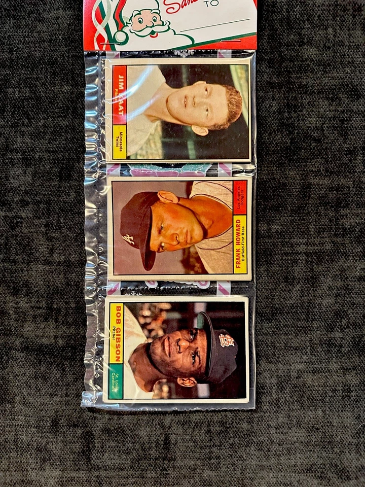 1961 Topps Navidad Baseball Rack Pack Hermoso Bob Gibson Frank Howard Jim Kaat Foto 1 de 2