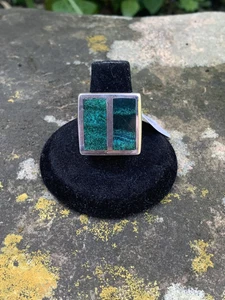 VTG Eilat Ring Modernist Silver King Solomon Stone Geometric Israel 7.5 15.5 gms - Picture 1 of 9