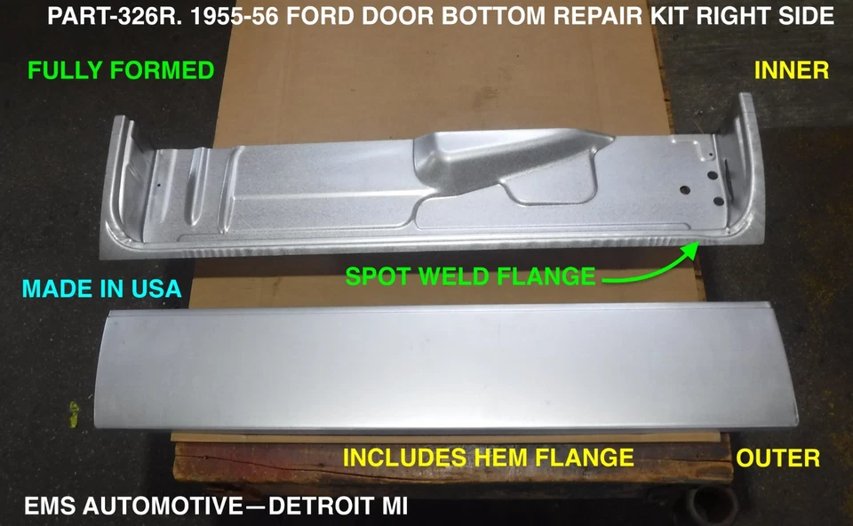 Ford Sedán #326R 1955, 1956 kit de reparación de puerta inferior derecha. EMS AUTO Foto 1 de 1