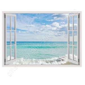 Sea And Sky por Ventana 3D Falsa | Lienzo (Enrollado) | Arte de pared HD imagen de giclee - Imagen 1 de 21