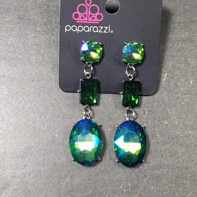 Pendientes colgantes paparazzi tono plata mediados de siglo modernistas boho perforados 2,5" Foto 1 de 4