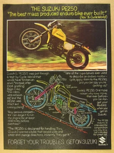 1977 Suzuki PE250 Enduro Motorcycle color photo vintage print Ad - Picture 1 of 1