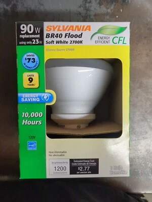 Sylvania BR40 90W using 23W CFL Flood 120V Super Saver Medium Base Light bulb - Image 1 of 4