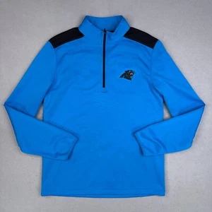 Carolina Panthers Pullover Mens Medium Blue Black Zip Fleece Sweater NFL Team - Picture 1 of 12