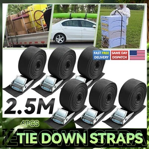 1" X 8' Lashing Straps Cargo Straps up to 350Lbs w/ Adjustable 6 Pack Tie-Down - Picture 1 of 13