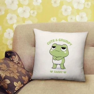 Personalised Frog Cute & Grumpy Cushion Pet Funny Bedroom Accessory- 40cm x 40cm - Picture 1 of 1