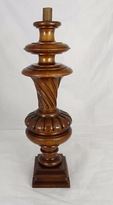15"French Antique One Carved Wood Trim Posts Pillars Columns Walnut Renaissance - Image 1 of 4