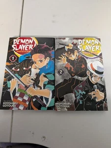 Demon Slayer Vol. 1 and 2 English Manga Koyoharu Gotouge Paperback 2018 - Picture 1 of 3