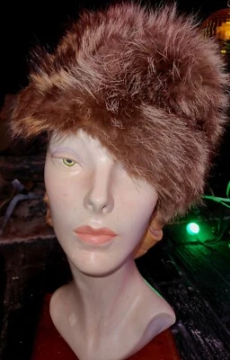 FREE SHIP! VTG 1950s Real Racoon Fur Hat  - Image 1 of 4