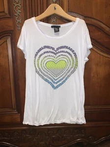 Flowers By Zoe Large 10/12  Girls White Tee With Heart - Picture 1 of 4