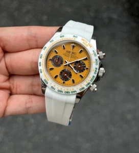 Vintage Seiko daytonaa mod orange white /Vk63 movement watch - Bild 1 von 1