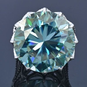 Zertifizierter natürlicher 15 kt VVS1 runder blauer Diamant 925 Silber Ring Valentinstag Geschenk - Bild 1 von 10