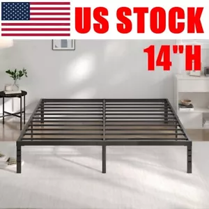 14" Metal Bed Frame 14 Inch Heavy Duty Platform Full Queen King Size, Max.800lbs - Picture 1 of 32