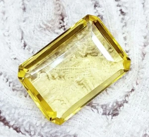 Yellow Topaz Emerald Shape 41.10 Ct CERTIFIED Loose Gemstone With Free Gift - Picture 1 of 7