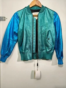 BURBERRY boys Leather Jacket size 10! Absolutely Unique metal finish! Sold-out! - Picture 1 of 12