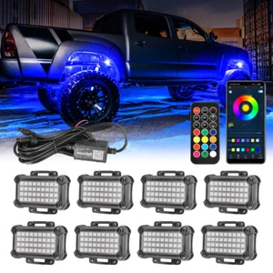 8 Pods RGBW LED Rock Lights Multicolor Music APP Control Underglow Neon Light US - Picture 1 of 12