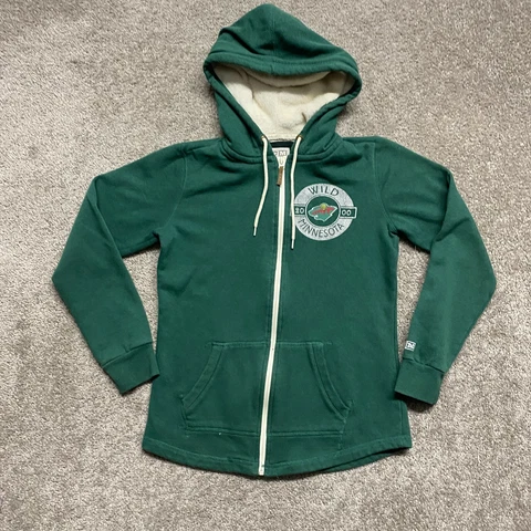 Minnesota Wild Sweater Womens Small Green Full Zip Sweatshirt CCM Vintage Hockey Cover