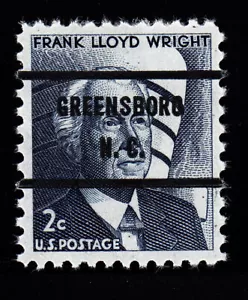 1280b Frank Lloyd Wright 2c Bureau Precancel "Greensboro N.C." PSS-71 MNH OG - Bild 1 von 1